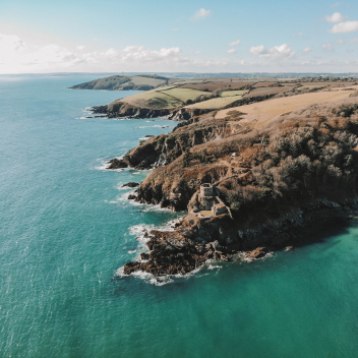 Fowey, Cornwall, Coastline, Landscape, Sea, Sky, Castle, Incredible, Drone